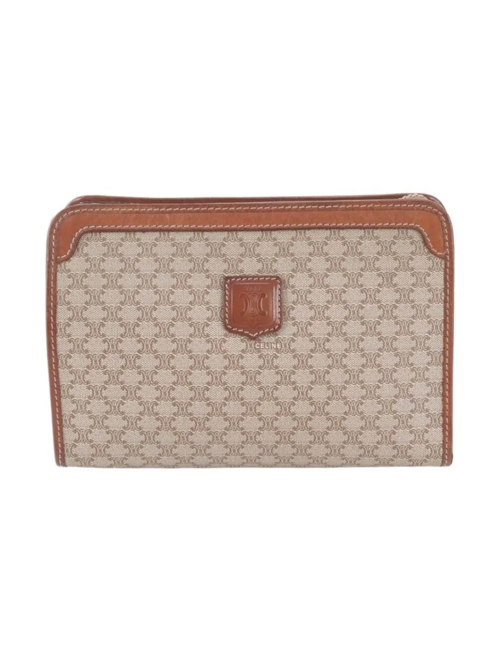 Celine Macadam Leather Clutch Pouch Brown